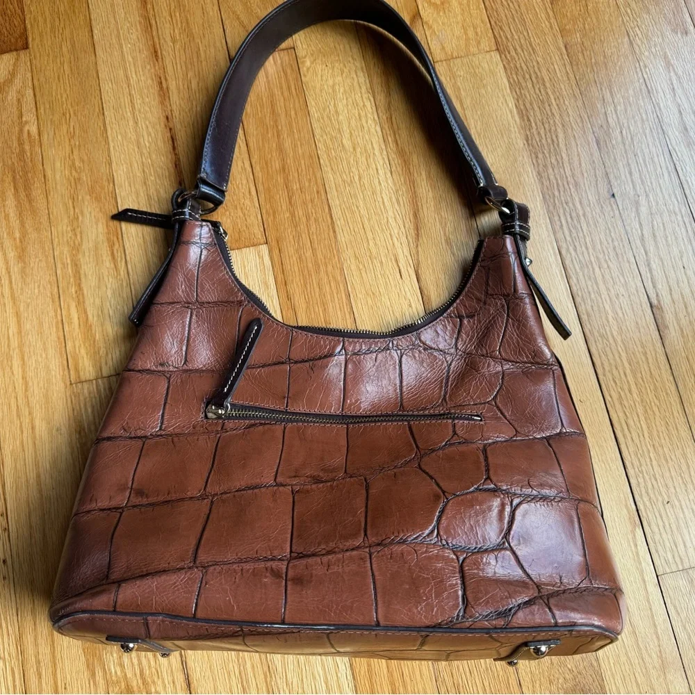 Dooney & Bourke Tan Croc-Embossed Hobo Bag